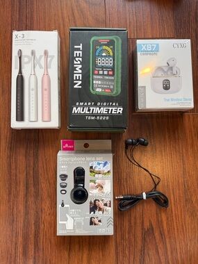 Assorted Electronics Bundle with Black Wired Earbuds JAMES UNITY